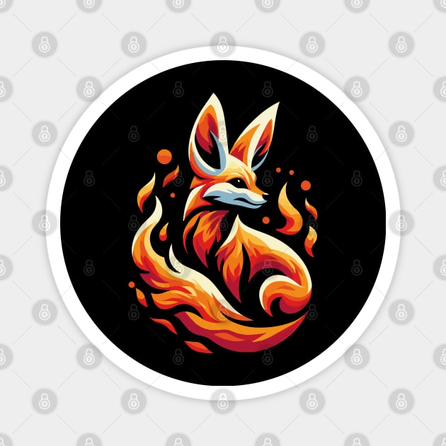 Fire Fennec Fox - Fire Animals Collection Magnet by Voltcanas